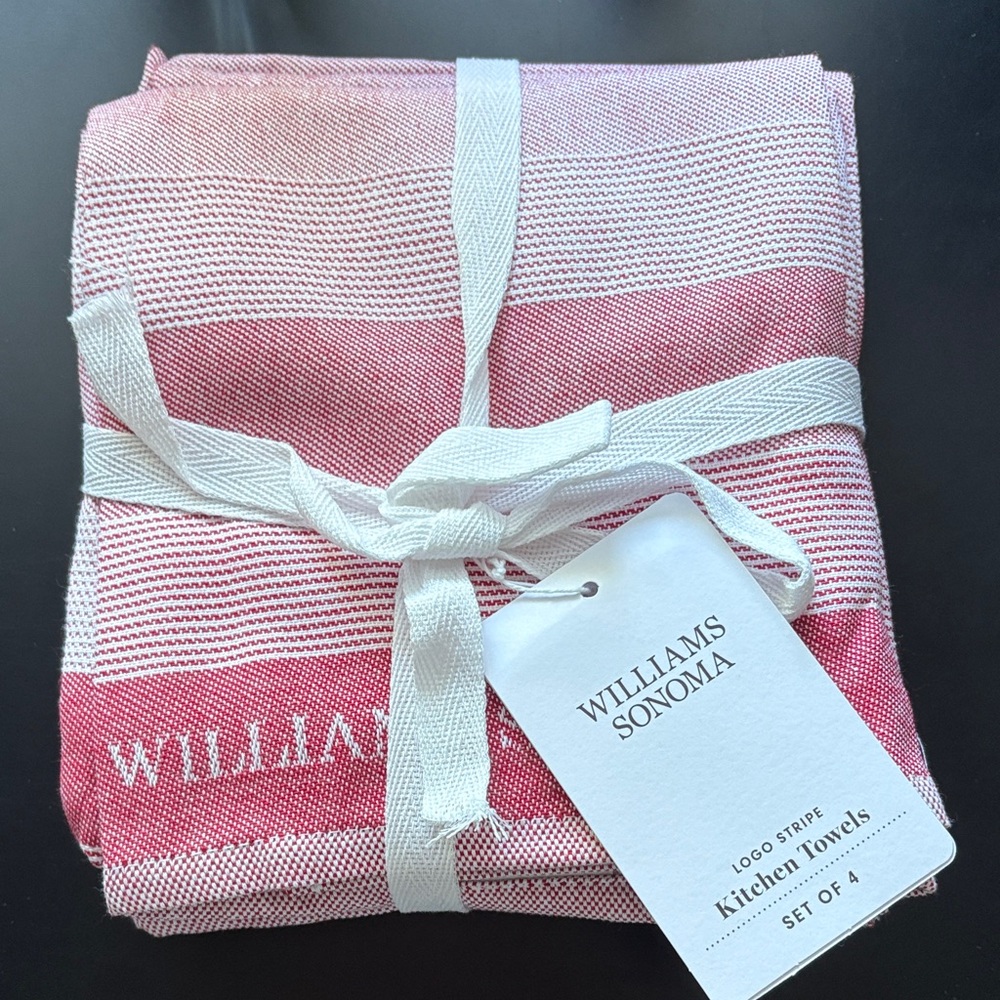 Williams Sonoma Striped Red and White Towels NWT